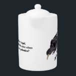 Teekannen mit der Amsel Theepot<br><div class="desc">Die Amsel wurde freihändig mit Tusche gemalt. Es gibt ein deutsches Sprichwort: „Der frühe Vogel fängt den Wurm.“
In diesem Entwurf kombiniere ich den Vogel und diese Redewendung zu ein anderes Gefühl.</div>