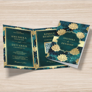 Teele Galactische Gouden Lotus QR Code Indiase Tro