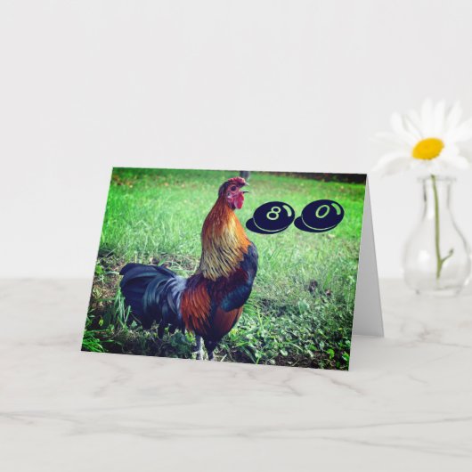 Teelt Rooster Funny 80th Birthday Kaart (Kleine Plant)