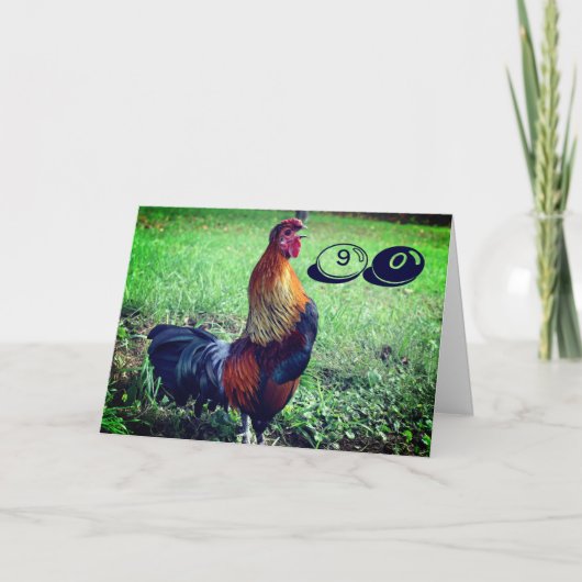 Teelt Rooster Funny 90th Birthday Kaart (Voorkant)