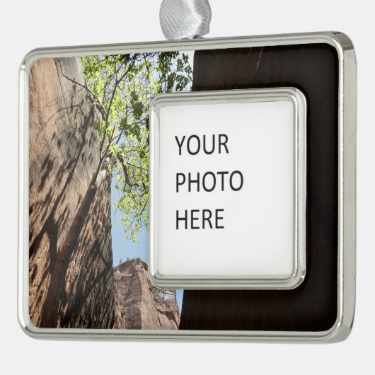 Teelt tussen rotsen in het natuurpark Zion Verzilverd Omlijst Ornament (Links)