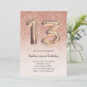 Teen 13e verjaardag Roos Gold Glitter Foil ballon Kaart (Staand voorkant)