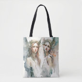 Teen Angels Allover Waterverf Tote Bag (Voorkant)