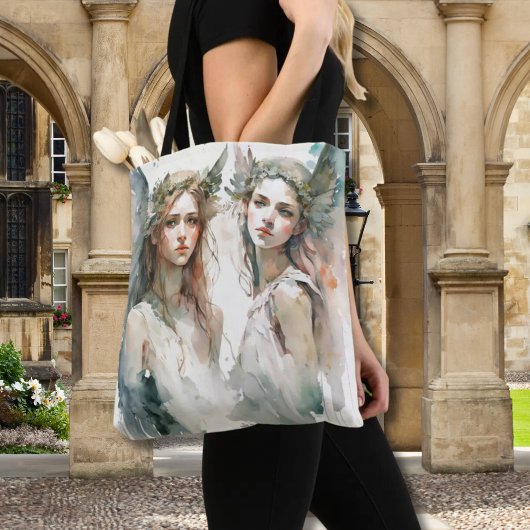 Teen Angels Allover Waterverf Tote Bag