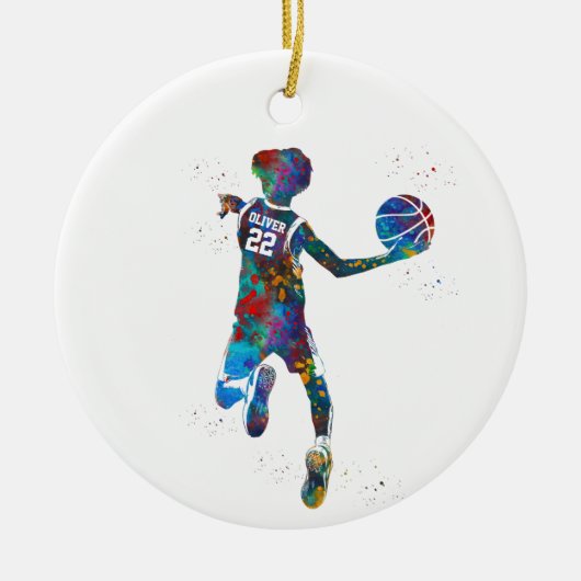 Teen Basketball Player Keramisch Ornament (Voorkant)