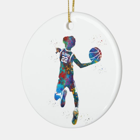 Teen Basketball Player Keramisch Ornament (Links)