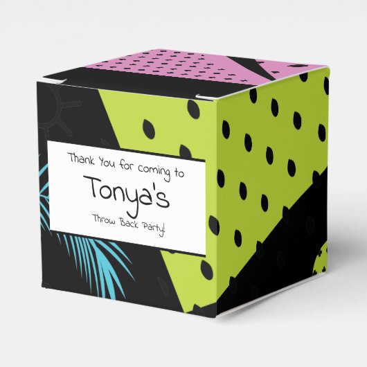 Teen Birthday 80-jaren 90 Neon Tropical Favor Box Bedankdoosjes (Voorkant Zijde)