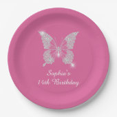 Teen Birthday, Diamond Butterfly, naamtijdperk, ro Papieren Bordje (Voorkant)