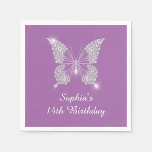 Teen Birthday Diamond Butterfly Name Age, Lavender Servet