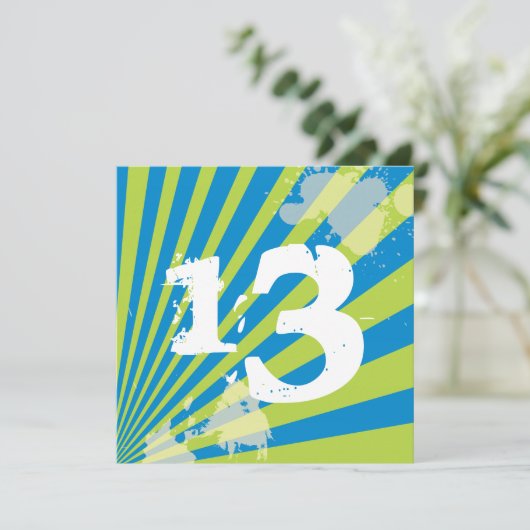 Teen Birthday Party Invitation | Jongen Kaart (Staand voorkant)