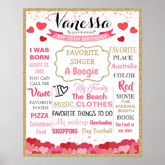 Teen Birthday Party sign poster board (Voorkant)