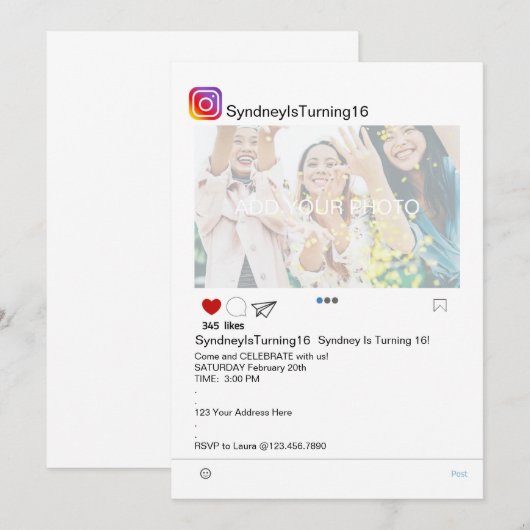 TEEN BIRTHDAY,TEEN PARTIJ; KAART (Voorkant / Achterkant)