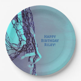 Teen Blue verjaardagsfeestje Net & Volleybal Papieren Bordje