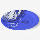 Teen Bold Blue Verjaardagsfeest Net & Volleybal Papieren Bordje (Gekanteld)