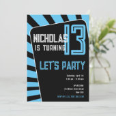 Teen Boy 13th Birthday-Any Age Black, Blue Kaart (Staand voorkant)