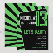 Teen Boy 13th Birthday-Any Age Black Green Kaart (Voorkant / Achterkant)