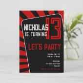 Teen Boy 13th Birthday-Any Age Black, Red Kaart (Staand voorkant)