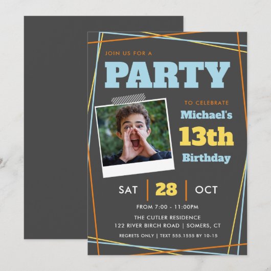 Teen Boy Birthday, 13 jaar of eender welke leeftij Kaart (Voorkant / Achterkant)