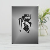 Teen Boy Birthday Party Black Silver Invitation Kaart (Staand voorkant)