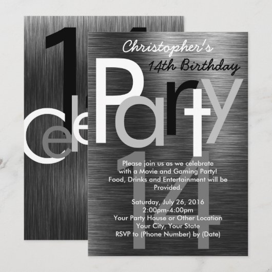 Teen Boy Birthday Party Kaart (Voorkant / Achterkant)