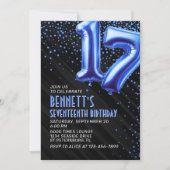 Teen Boy Blue 17e verjaardag Uitnodiging (Voorkant)