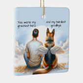 Teen Boy & Dog Memorial Keramisch Ornament (Rechts)