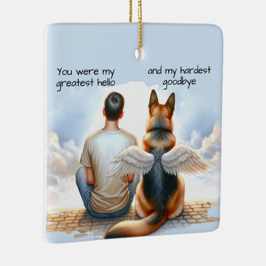 Teen Boy & Dog Memorial Keramisch Ornament (Rechts)