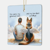 Teen Boy & Dog Memorial Keramisch Ornament (Links)