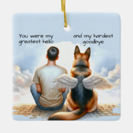 Teen Boy & Dog Memorial Keramisch Ornament
