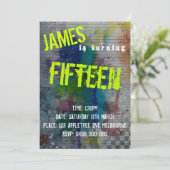 Teen Boy Graffiti Uitnodiging (Staand voorkant)