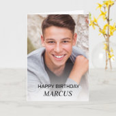 Teen Boy Happy Birthday Foto Ouders Siblings Kaart (Gele Bloem)