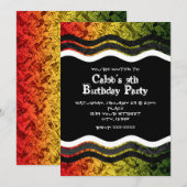 Teen Boy Red Yellow Green Smoke Party Uitnodiginge Kaart (Voorkant / Achterkant)