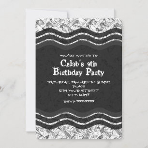 Teen Boy White & Grey Abstract Grunge Invitaties Kaart