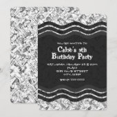 Teen Boy White & Grey Abstract Grunge Uitnodiginge Kaart (Voorkant / Achterkant)