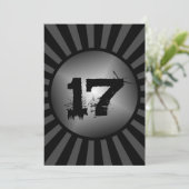 Teen Boys Black en Gray Custom Birthday Invite Kaart (Staand voorkant)