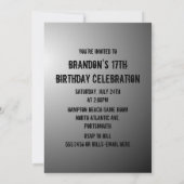 Teen Boys Black en Gray Custom Birthday Invite Kaart (Achterkant)