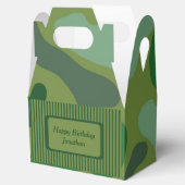Teen Boys Green Camo Party Gift Box Bedankdoosjes (Geopend)