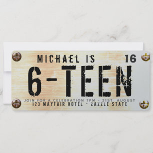 Teen Car LICENSE Bord Boy Girl 16 17 18 19 Kaart