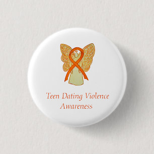 Teen Dating Violence Awareness Angel Ribbon Pin Ronde Button 3,2 Cm