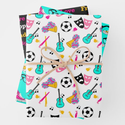 Teen Dream Cheerleader Pattern Inpakpapier Vel (In situ)