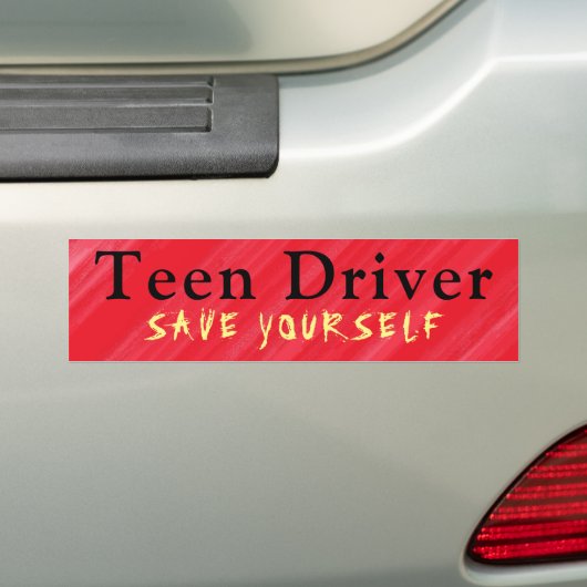 Teen-driver bespaart u uzelf humoristisch bumpersticker (Op auto)