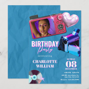 Teen Esthetische Y2k Camera foto verjaardag Kaart