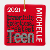 Teen Extraordinaire CUSTOM Keramisch Ornament (Achterkant)