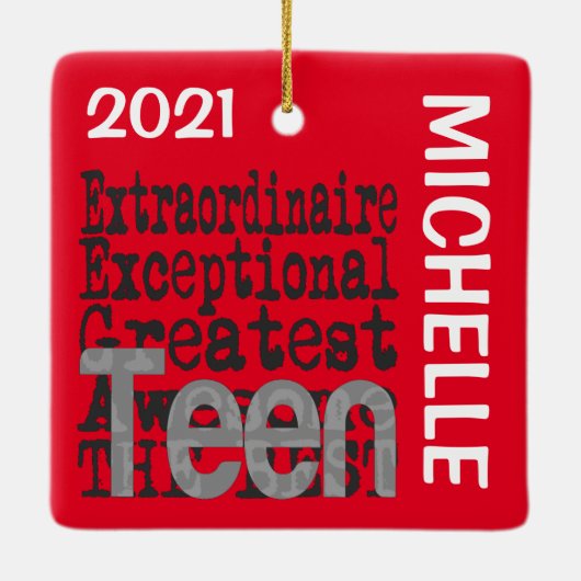 Teen Extraordinaire CUSTOM Keramisch Ornament (Achterkant)
