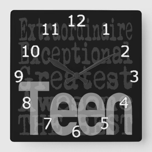 Teen Extraordinaire Vierkante Klok (Voorkant)