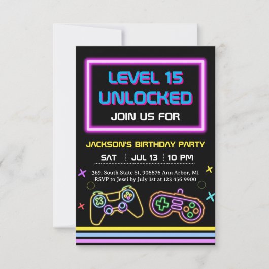 Teen Gaming Gamer Boy Video Game Player RSVP Kaartje (Voorkant)