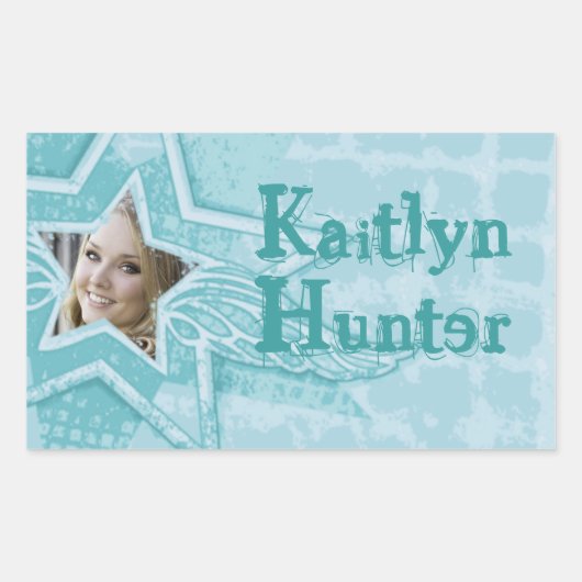 Teen girl aqua blue id name sticker (Voorkant)