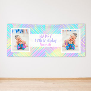 Teen Girl Custom Foto Colorful Birthday Spandoek