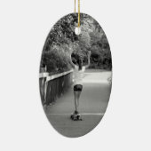 Teen Girl Longboarder Keramisch Ornament (Rechts)