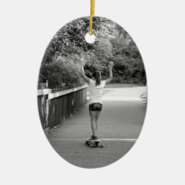 Teen Girl Longboarder Keramisch Ornament